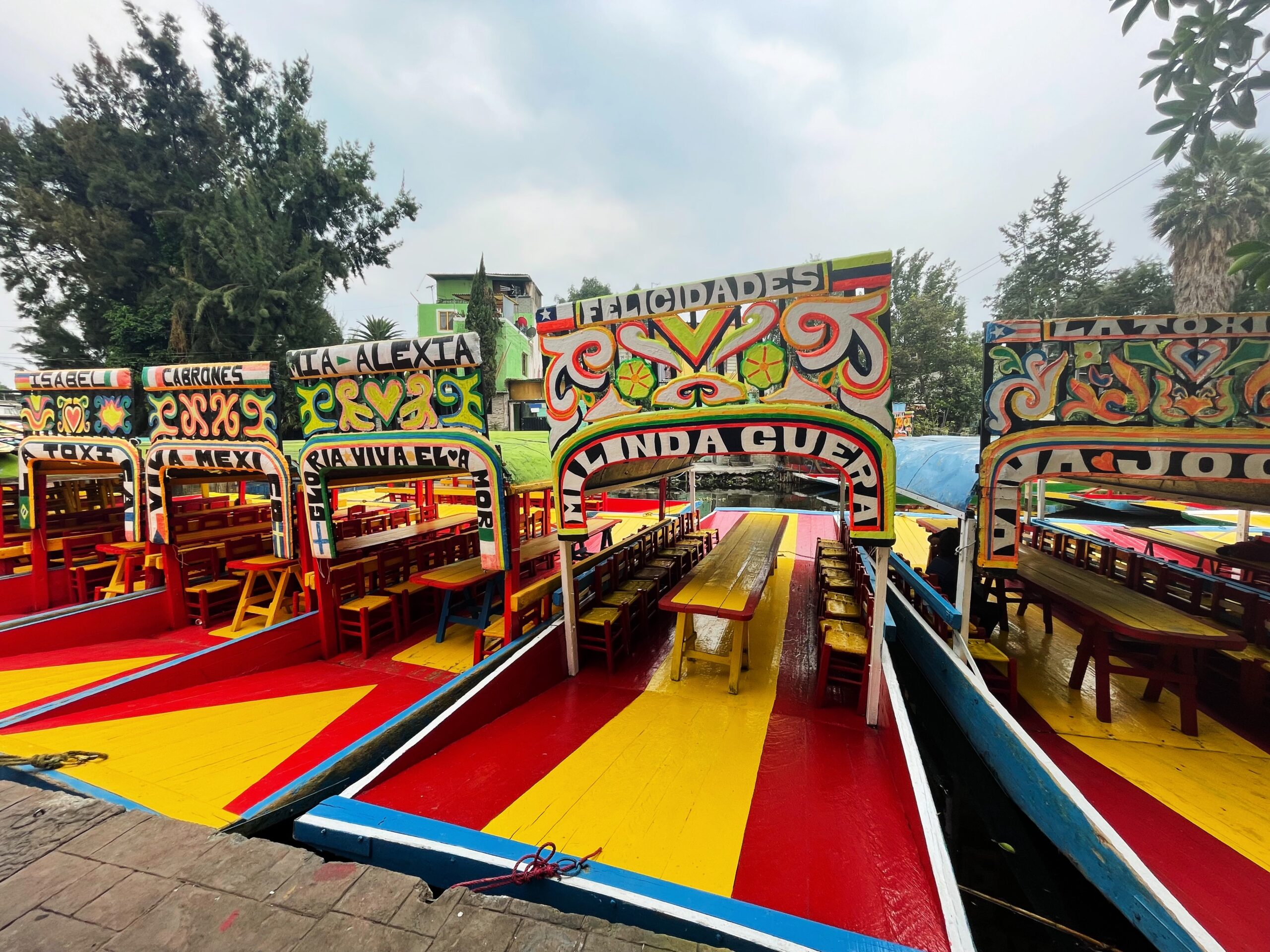 Trajineras at Xochimilco canals in Mexico City