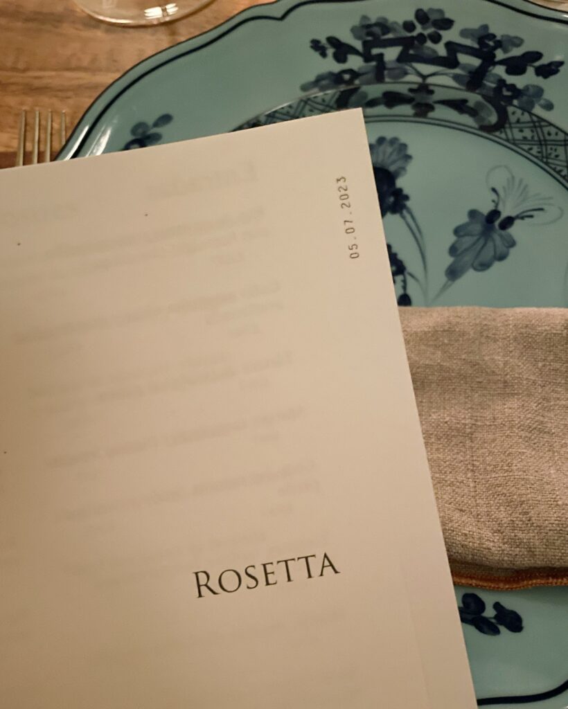 Menu at rosetta restaurant