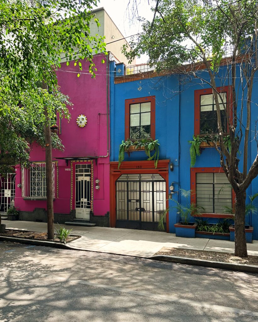 Colorful houses in La Condesa and Hippodrome neighborhood on Avenida Amsterdam