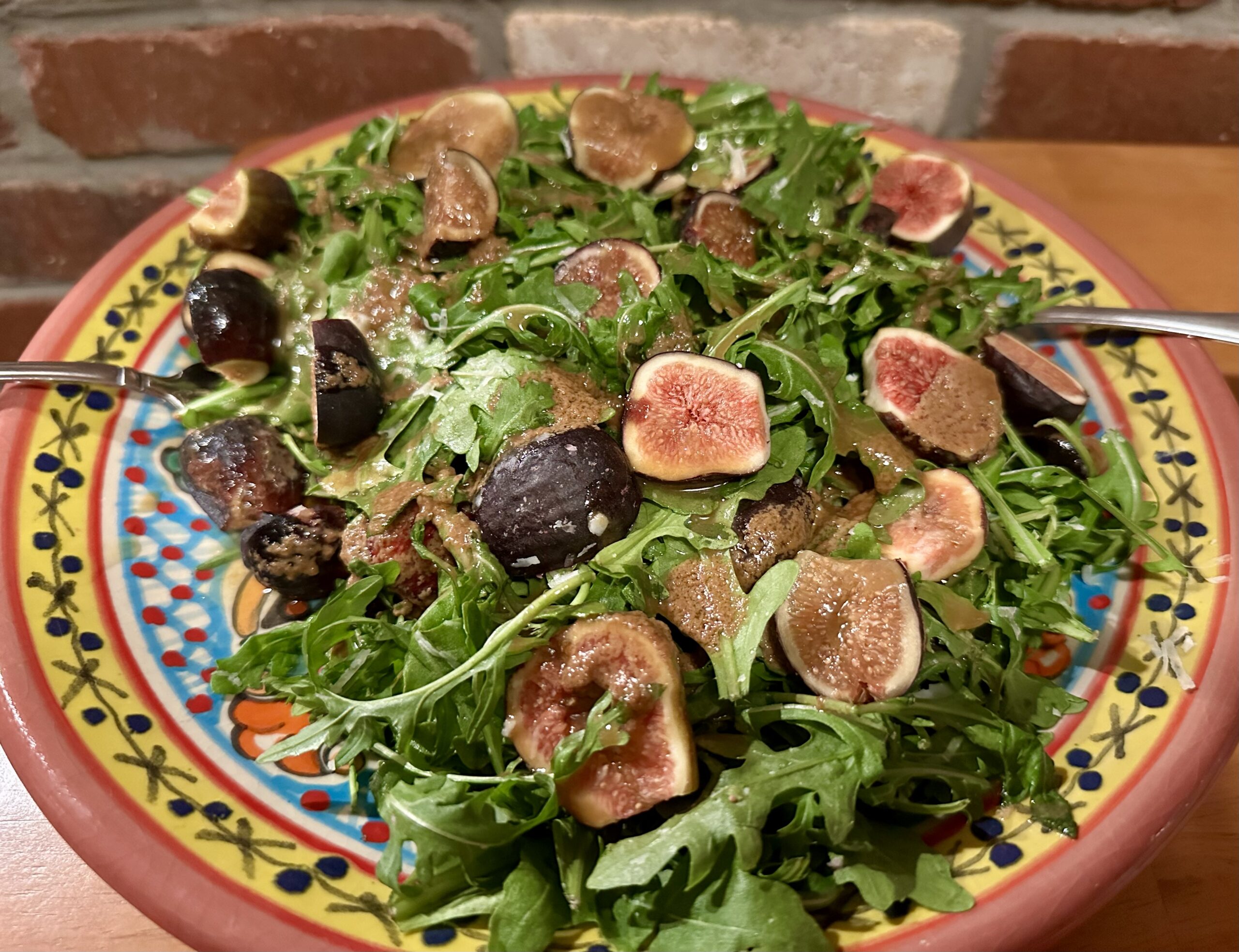 Fig Arugula Salad With Balsamic Tahini Dressing