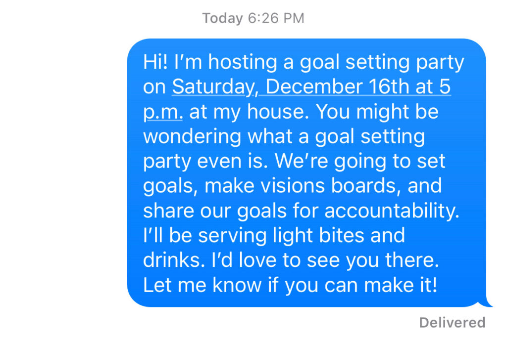 New Year's Goal Setting Party Invite