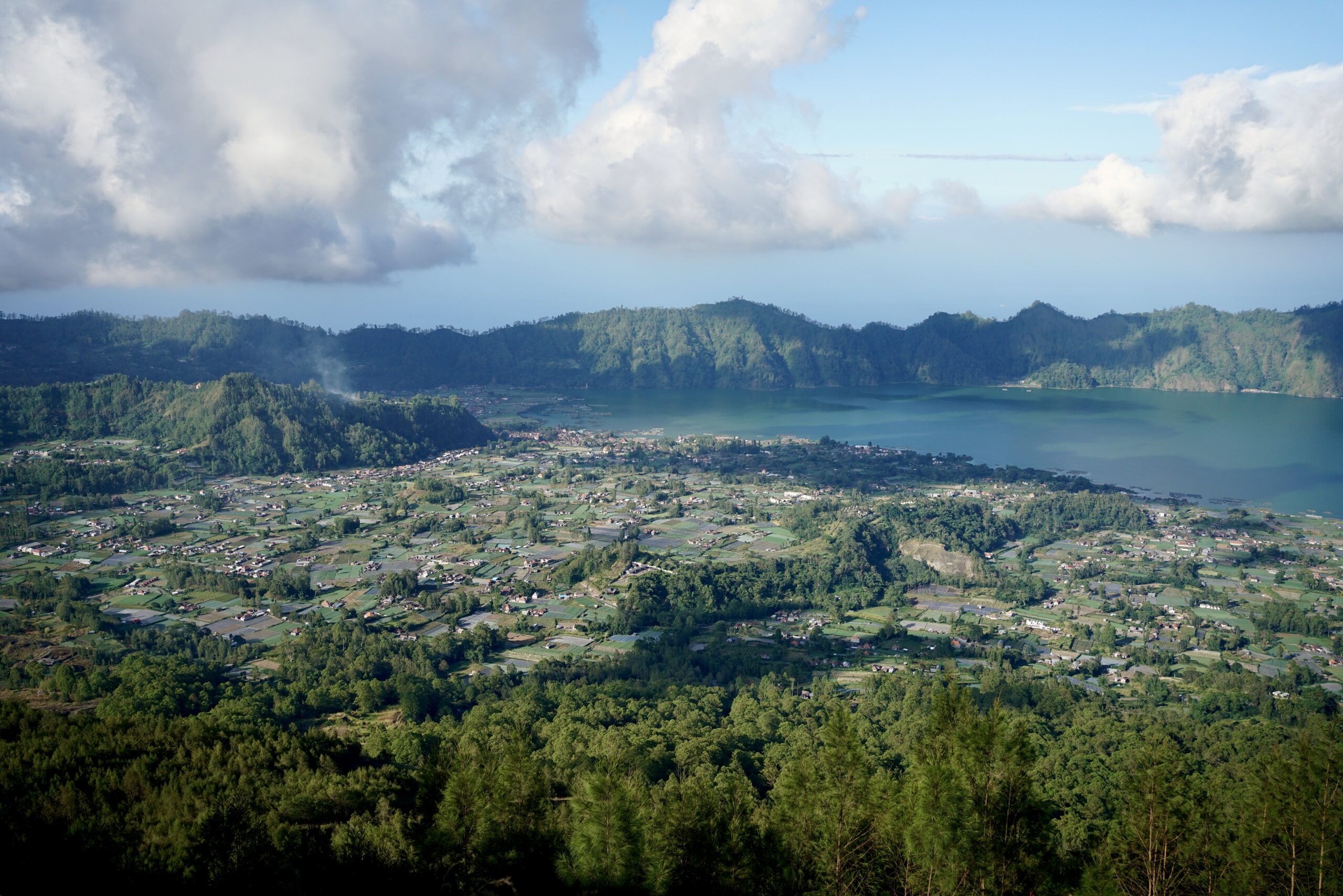 View of lake and town in Northern Bali