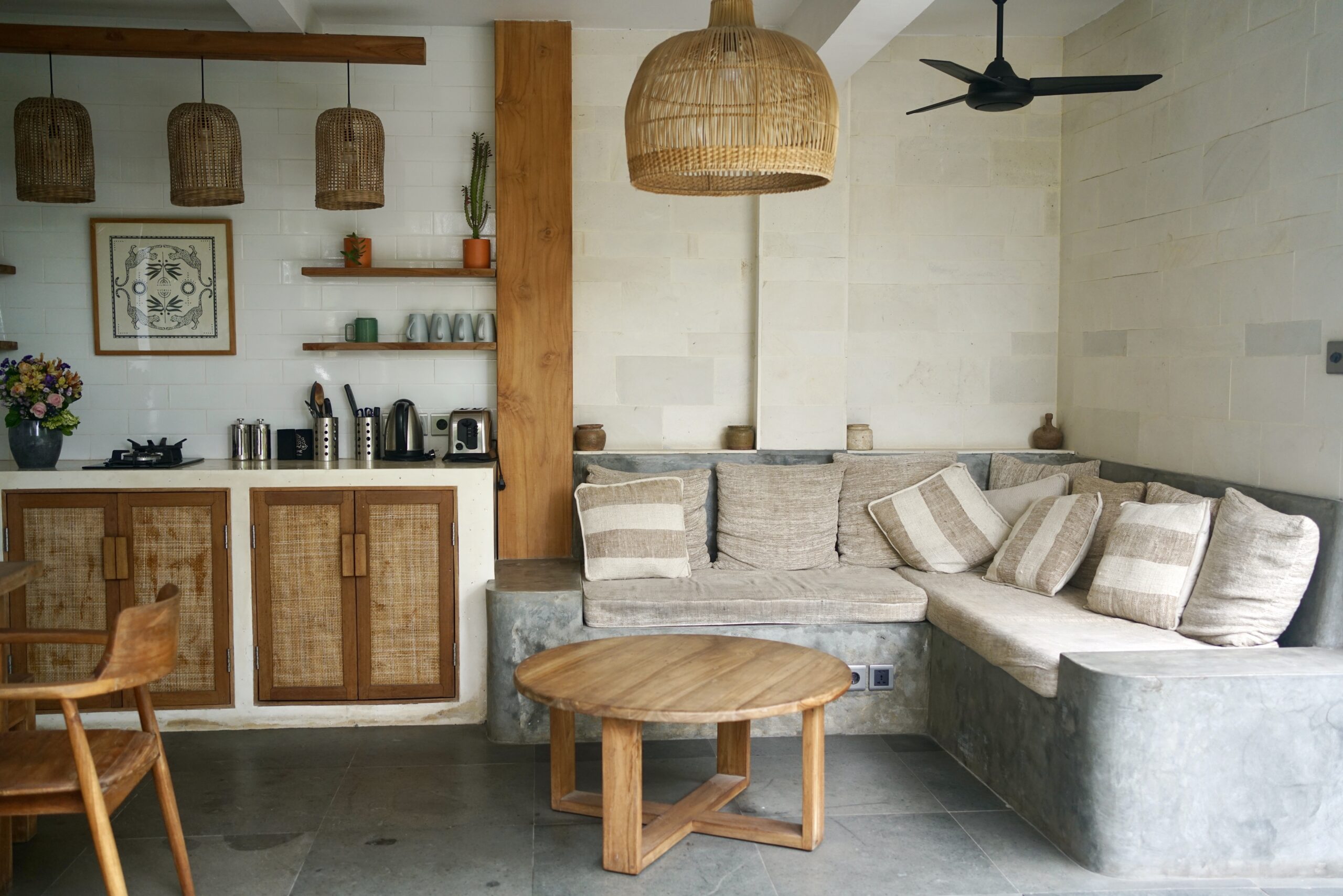 Outdoor living room in a villa in Uluwatu, Bali