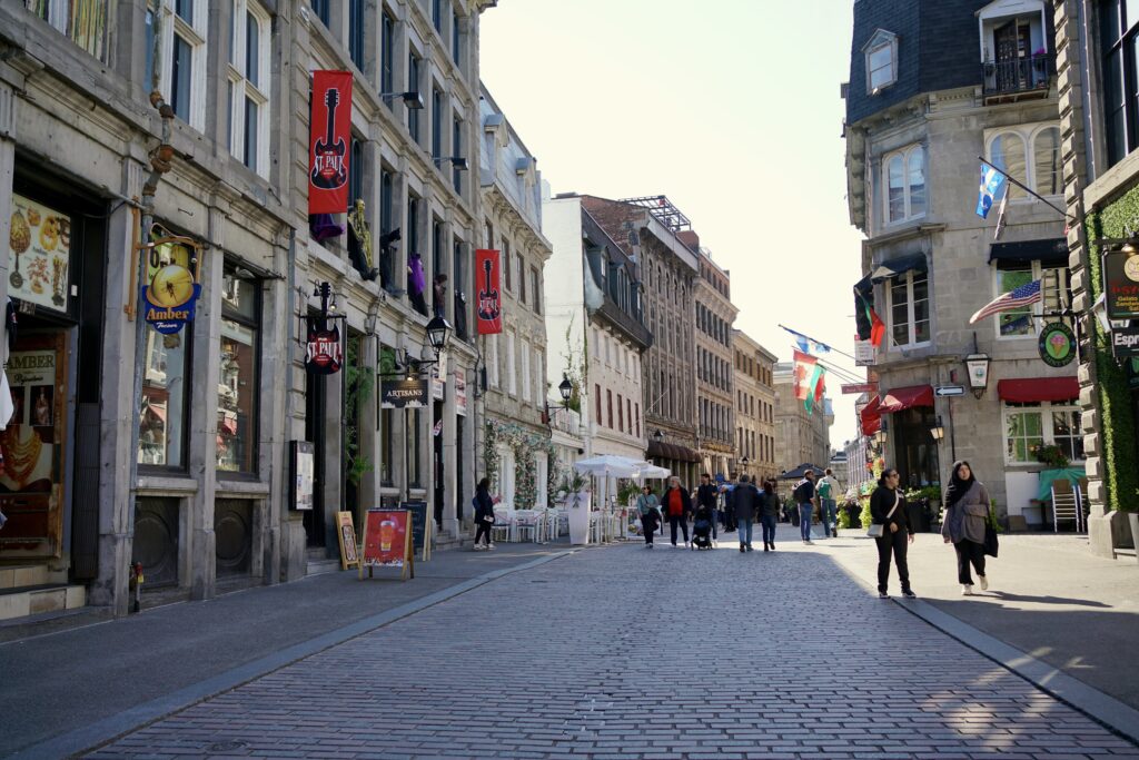 The cobblestone streets of Old Town Montreal