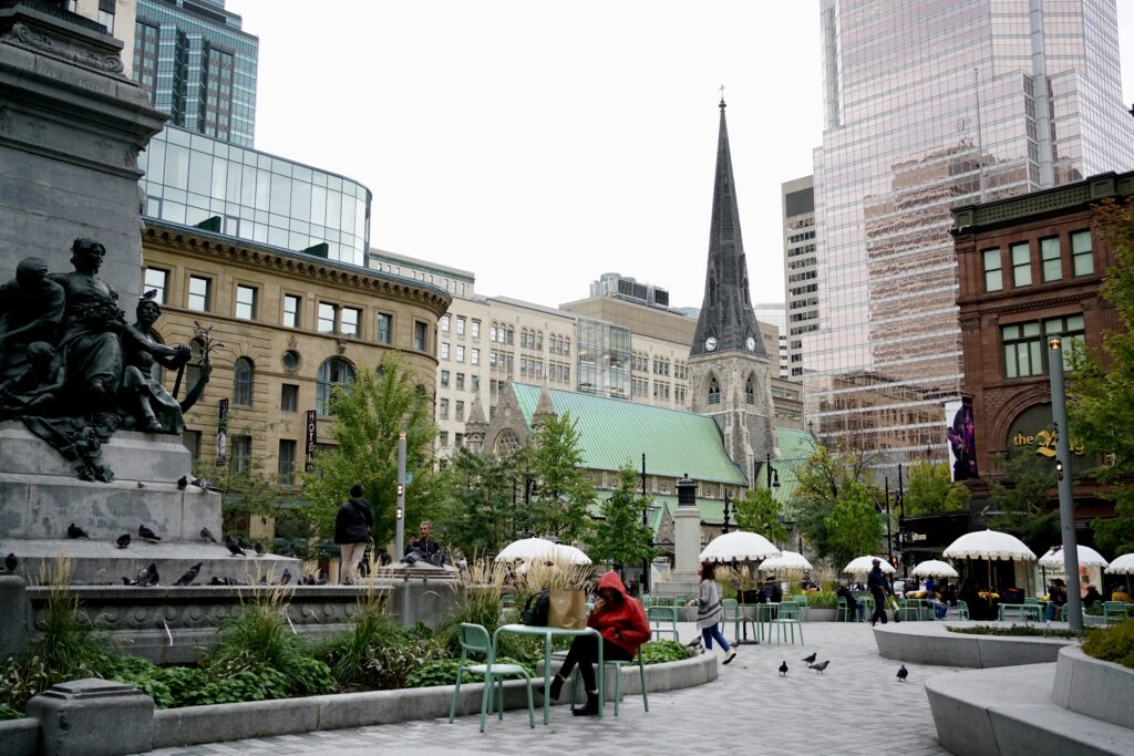 A public square in downtown Montreal