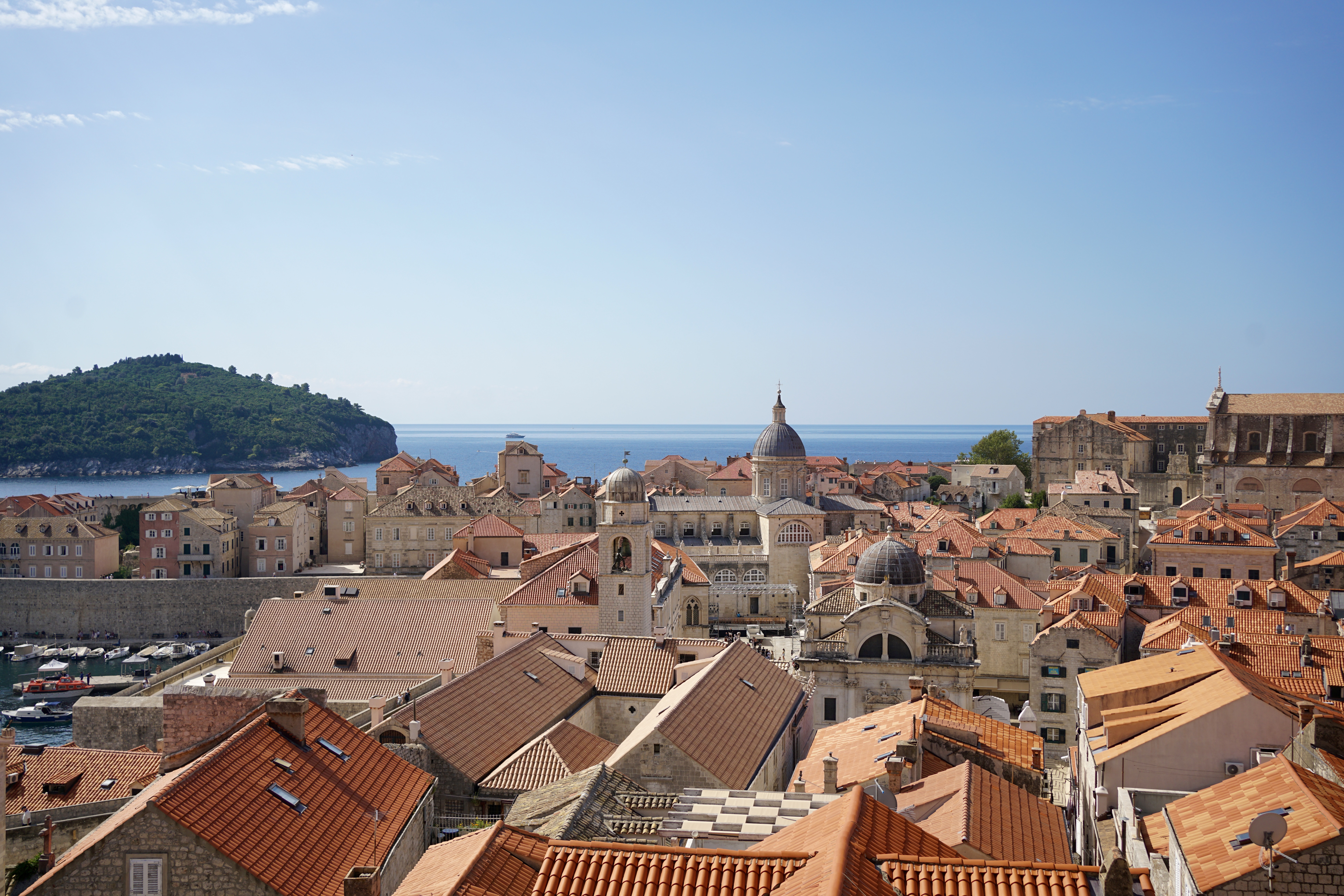 A view of dubrovnik rooftops against the ocean