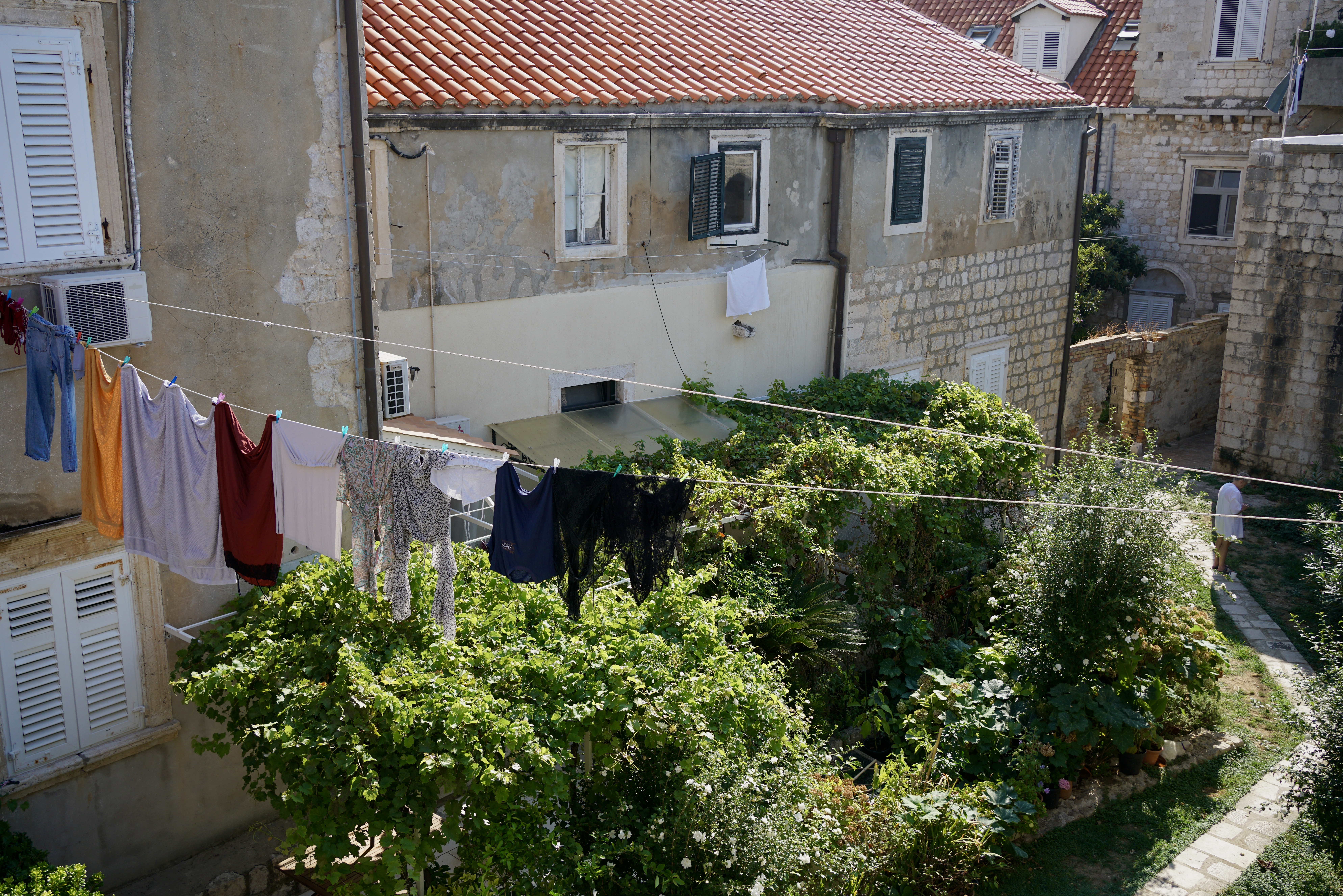 Clothes hung on a line in Old Town Dubrovnik